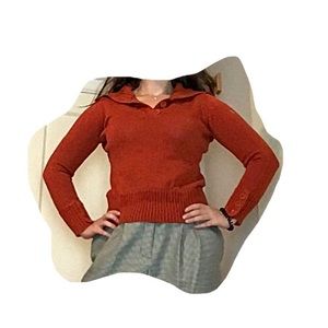 Vintage Orange Wide Collar Sweater